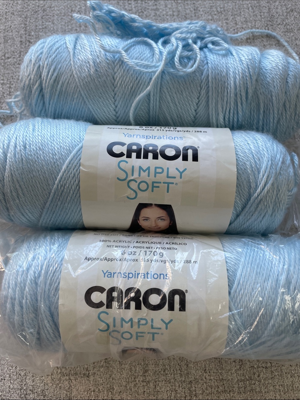 Caron Simply Soft Acrylic Yarn - Light Blue